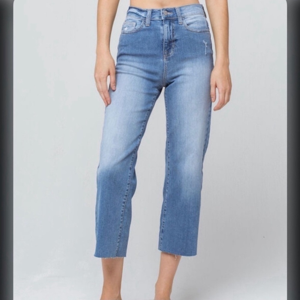 IVY + MAIN raw hem jeans high waist jeans blue S:1
